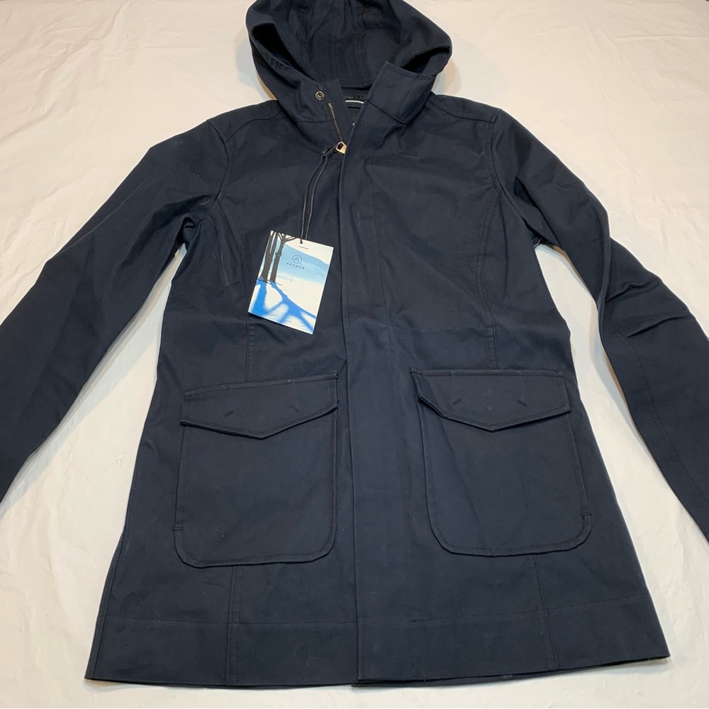 Aether Stormy Black Hooded Jacket Womens 2 (Small) New